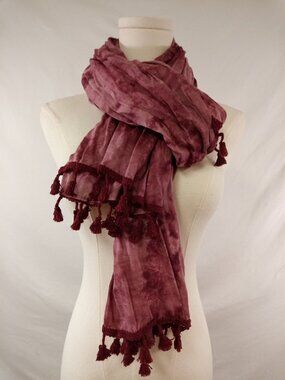 Mudd Women's Red + Pink Tassel Scarf/Shawl One Size